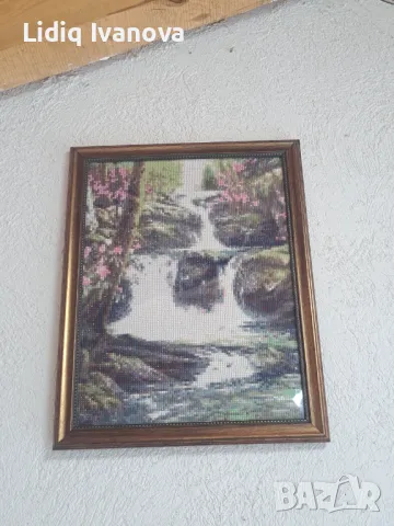 Диамантен гоблен-водопад,готов и рамкиран, снимка 2 - Гоблени - 50068807