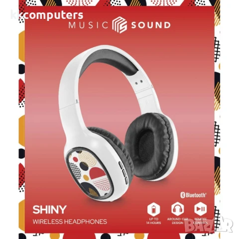 Music Sound Basic Shiny Circles Bluetooth слушалки, снимка 3 - Bluetooth слушалки - 50572884