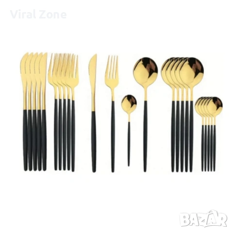Комплект прибори за хранене от 24 части с луксозен дизайн и магнитна кутия, снимка 14 - Прибори за хранене, готвене и сервиране - 53128735