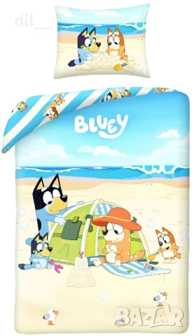 Детски спален комплект БЛУИ Bluey -плик 140х200, възглавница 70х90