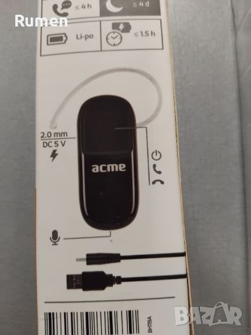 Продавам Слушалка ACME  с блутууд BH06  с функция handsfree., снимка 5 - Слушалки, hands-free - 46605981