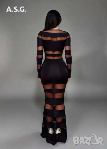 Уникална дълга черна рокля , снимка 2 - Рокли - 53301517