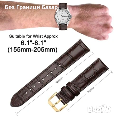 Нова Елегантна кожена каишка за смарт и класически часовник естествена кожа 16 18 20 22 24 мм, снимка 4 - Каишки за часовници - 54059193