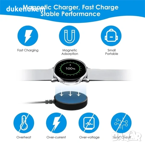 Зареждащ кабел за Samsung Galaxy Watch Active 1,2 – USB, бързо зареждане, снимка 6 - Смарт гривни - 53353525