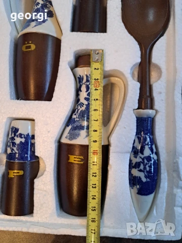 комплект прибори за сервиране дърво с порцелан    26/3, снимка 10 - Прибори за хранене, готвене и сервиране - 50762911