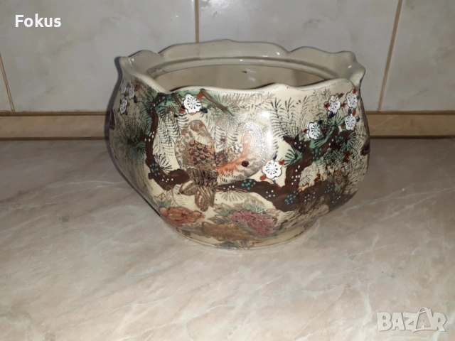 Уникална стара купа Сатцума satsuma порцелан маркировка, снимка 4 - Антикварни и старинни предмети - 53348304