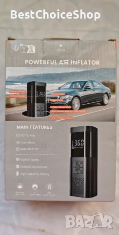 Преносим въздушен компресор с LED за кола, мотоциклет, велосипед, топки, снимка 6 - Аксесоари и консумативи - 53751036