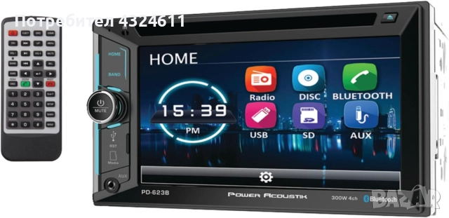 Автомобилен Мултимедиен Плеър, Power Acoustik PD-623B 2-DIN, Bluetooth и 6.2” LCD Дисплей