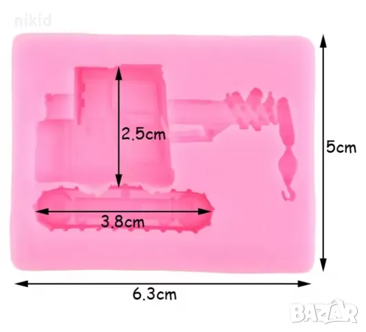 Кран Валяк Булдозер силиконов молд форма фондан шоколад декор украса, снимка 2 - Форми - 49971089