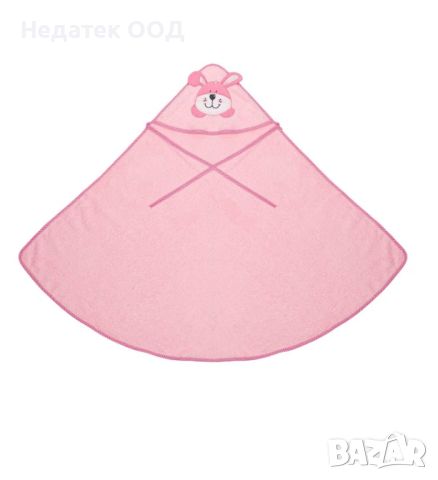 Бебешки халат Зайче, 100x100 см, Розов, снимка 1 - Спално бельо и завивки - 46374003