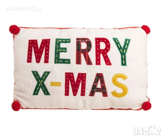 Коледна възглавница, МERRY CHRISTMAS 27X43СМ, снимка 2 - Възглавници - 52373630
