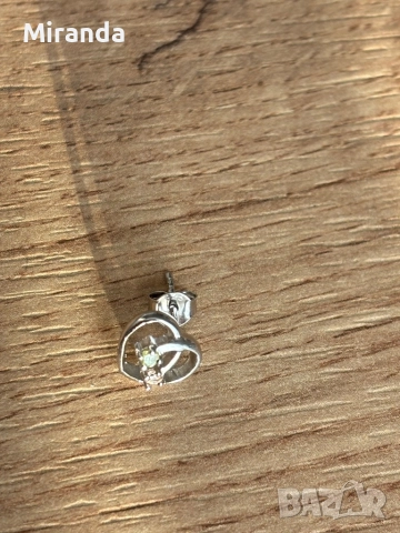 Сребърни Обици на винт сърца с камъчета , снимка 4 - Обеци - 52152016