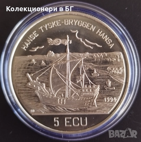 5 ЕКЮ 1995 ГОДИНА - НОРВЕГИЯ, снимка 2 - Нумизматика и бонистика - 53848765