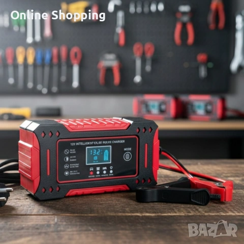 Интелигентно зарядно за акумулатор с дисплей 12V 6A импулсно