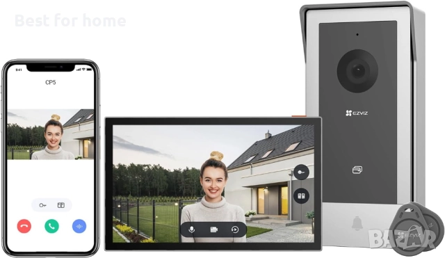 EZVIZ CP5 Видео звънец 1080P, 7-инчов сензорен монитор, RFID опция, двупосочно аудио, двубандов WiFi