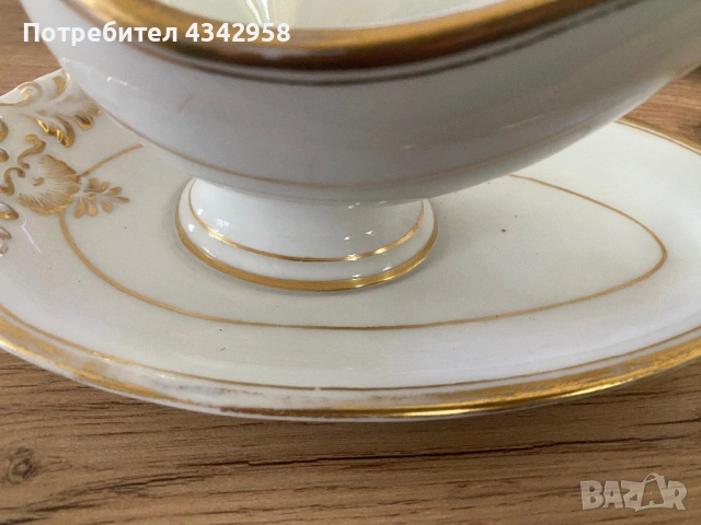 Винтажен порцеланов сосиер с декоративна зооморфна дръжка.1940-1960г., снимка 5 - Антикварни и старинни предмети - 53921928