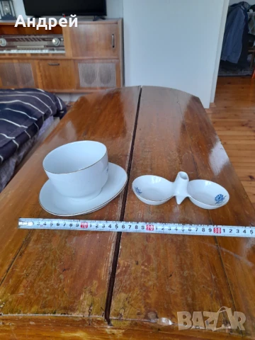 Стар порцеланов комплект купа и солница, снимка 8 - Други ценни предмети - 51206524
