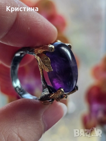 Красив сребърен пръстен с Аметист