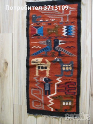 19век автентичен вълнен килим Централна Америка ,85х40см.