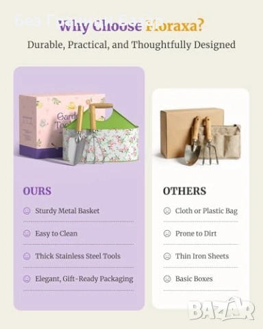 Нов Комплект градински инструменти от неръждаема стомана 9 части кошница 4 отделения, снимка 6 - Градински инструменти - 54150717