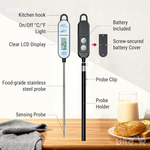 ThermoPro дигитален термометър за месо, термометър за храна, сонда 14,5 см, снимка 9 - Други стоки за дома - 53825550