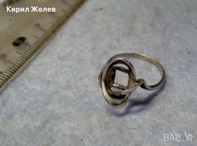 СТАР АР НУВО СТИЛ СРЕБЪРЕН ПРЪСТЕН СРЕБРО 925 с МЯСТО За ВГРАЖДАНЕ на СКЪП КАМЪК КАБОШОН 49716, снимка 2 - Пръстени - 49767869