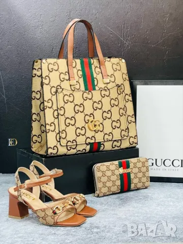 дамски сандали на ток, чанта / раница и портмоне gucci , снимка 2 - Чанти - 46941108