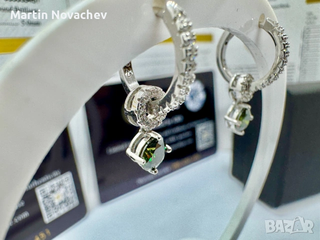 Сребърни обеци с мойсанит (Диамант) 0.5 карата, снимка 5 - Обеци - 53725579