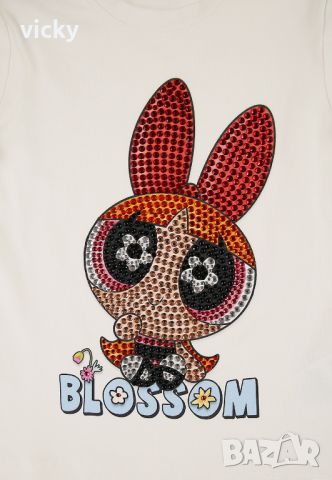 Детска блуза с камъчета ""Powerpuff", Monnalisa, 98см, снимка 4 - Детски Блузи и туники - 46431508