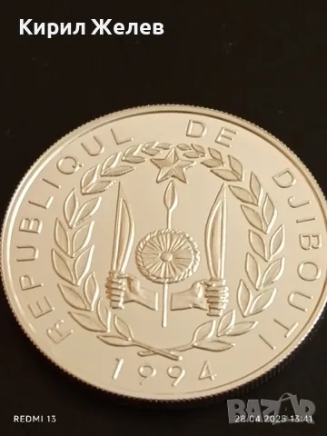 Сребърна монета 100 франка 1994г. Джибути XXVI Летни олимпийски игри Атланта 50110, снимка 5 - Нумизматика и бонистика - 50066894