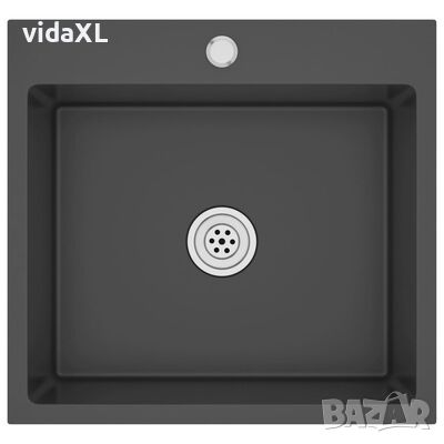 vidaXL Ръчно изработена кухненска мивка, черна, неръждаема стомана(SKU:145084, снимка 1 - Мивки - 45373095