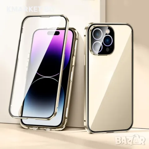 Apple iPhone 15 Pro Max Удароустойчив Калъф Metal Frame с Магнит 360 Градуса Защита и Протектор, снимка 3 - Калъфи, кейсове - 47177014