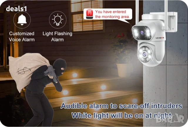 LS VISION WiFi IP PTZ 4K 8MP Камера Цветно нощно виждане Двупосочно аудио iCSee APP, снимка 4 - IP камери - 51016045