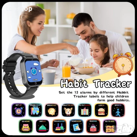 Детски смарт часовник, 26 игри, с HD камера, музика и видео, крачкомер, аларма (черен), снимка 3 - Образователни игри - 50569512