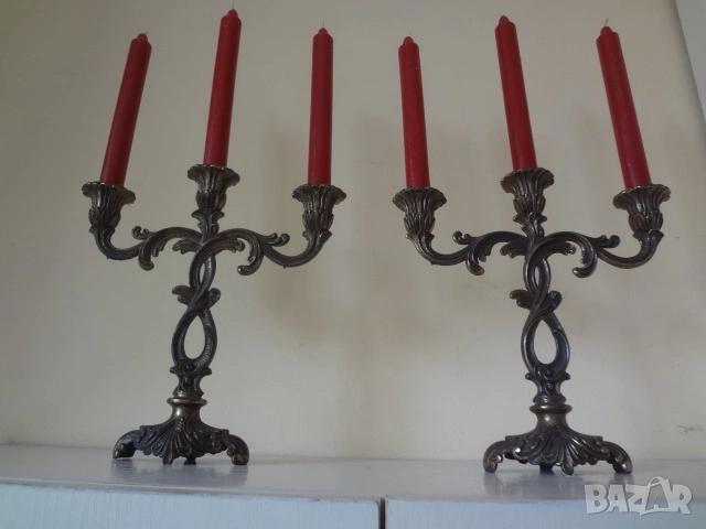 Комплект от 2 бр. бронзови свещника от Германия