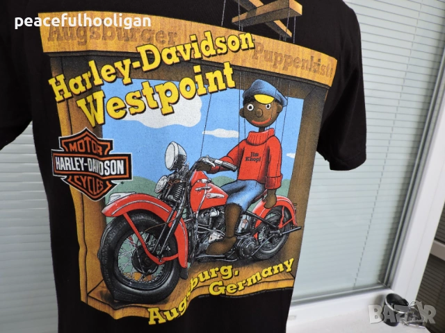 Harley Davidson Augsburg Germany мъжка тениска с двустранен принт, като ново, размер M/S, снимка 8 - Тениски - 53393485