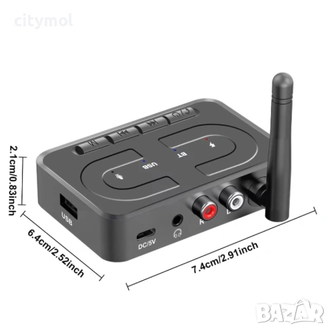 Bluetooth 6.0 аудио приемник с RCA / AUX / USB, снимка 4 - Ресийвъри, усилватели, смесителни пултове - 53528670