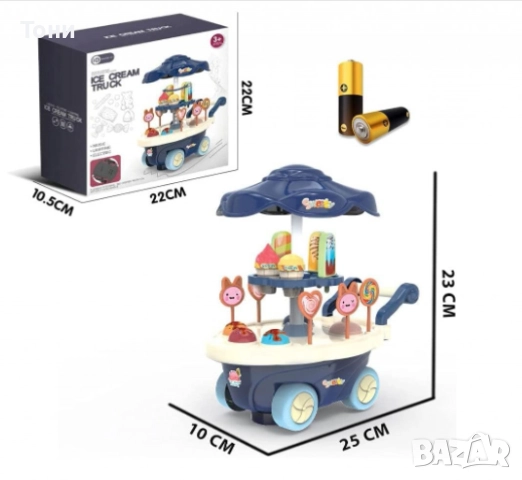 Детска количка със сладкиши и сладолед, снимка 5 - Играчки за стая - 52820969