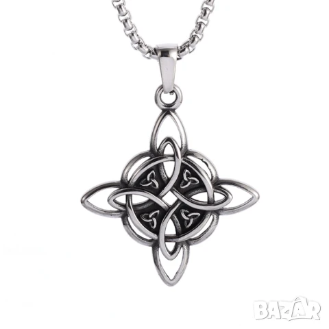 Амулет „Вещерски възел“ с верижка от медицинска стомана – защитен символ, 60 см, снимка 6 - Колиета, медальони, синджири - 51132435