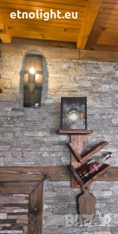Ръчно изработени стенни лампи -аплици от бъчви с ръчно изработени дървени чашки!, снимка 7 - Лампи за стена - 53867821