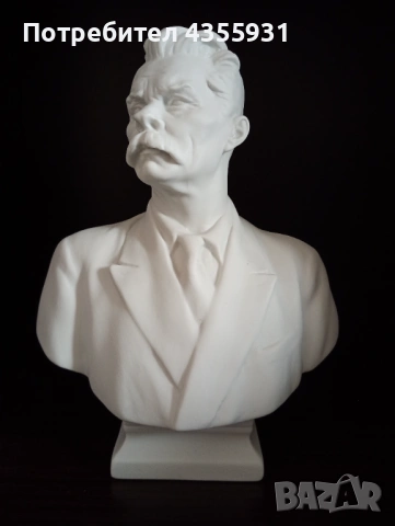Порцеланов Бюст на Максим Горки ЛФЗ, ранна серия, червен печат 1927-1950г стар руски порцелан сатует, снимка 2 - Антикварни и старинни предмети - 54000118