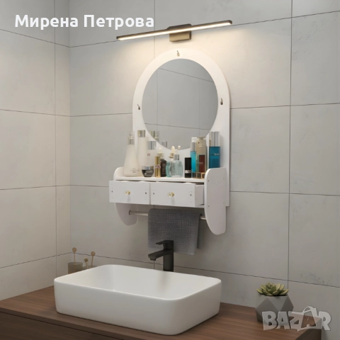 Огледало за грим с място за съхранение – елегантно и спестяващо място решение за баня и спалня, снимка 2 - Други стоки за дома - 52920247