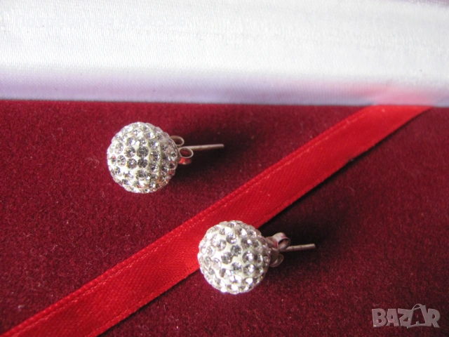 Сребърни обеци , цирконии ,маркировка 925, снимка 2 - Обеци - 53467051