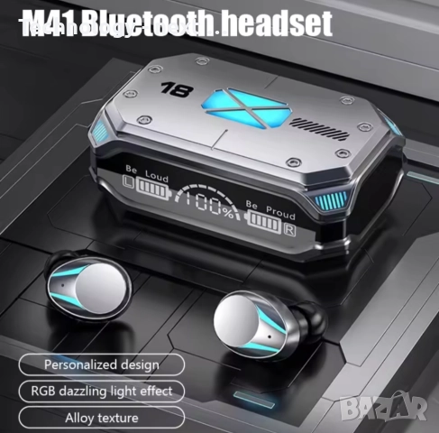 Смарт безжични слушалки TWS EM-M41, Bluetooth 5.2, LED дисплей, СИВО, снимка 6 - Bluetooth слушалки - 52880454