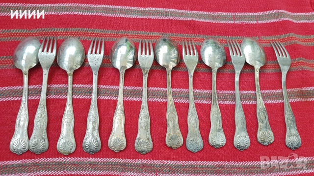 Посребрени прибори за хранене 12 бр, снимка 2 - Прибори за хранене, готвене и сервиране - 52183370