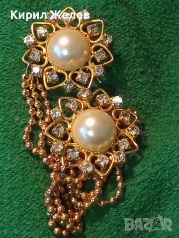 ЕФЕКТНА ПОЗЛАТЕНА ВИНТИДЖ АРТ СТИЛ ДВОЙНА БРОШКА с ВЕРИЖКИ РЯДЪК МОДЕЛ с ИСКРЯЩИ КРИСТАЛИ 75511, снимка 15 - Други - 48734396
