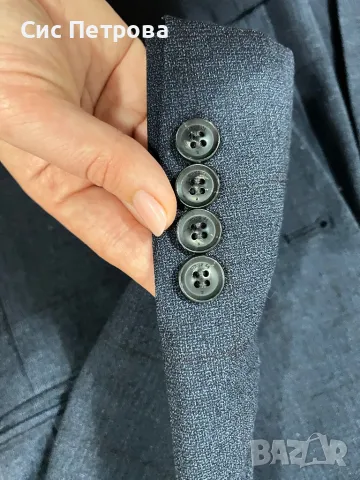 Мъжко синьо-сиво (меланж) сако, снимка 3 - Сака - 49775288