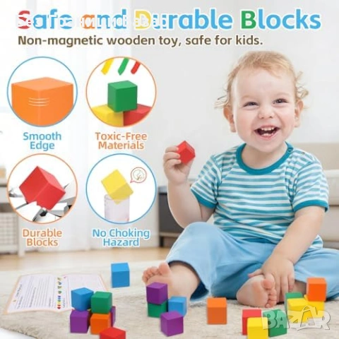 Нови Дървени кубчета за броене Монтесори образователна играчка дете 1+, снимка 3 - Образователни игри - 53839871