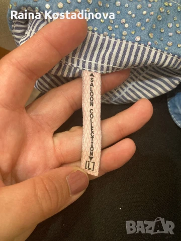 Нова риза дънково и камъчета  -размер L, снимка 5 - Ризи - 50554648