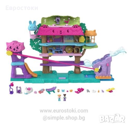 Игрален комплект Polly Pocket House in the Trees с 2 микро кукли, разширяема къща за на дърво Polly , снимка 4 - Образователни игри - 46311952